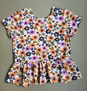 Orange Floral Peplum 4T