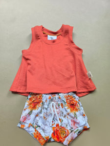 Rust bamboo floral Breezy tank & shorties sets