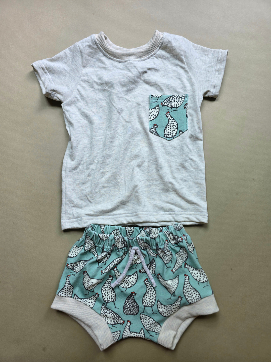 Spotted Chickens Tee & Shorties set 12-18 months