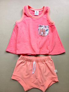 Coral Pink Breezy Tank & Shorties Sets