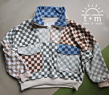 Load image into Gallery viewer, Checkers Color Block Half-Zip Made To Order
